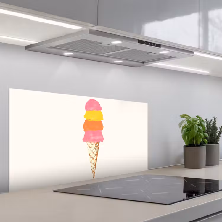 Schepijs - Hoorntje - Illustratie - Minimalistisch keuken achterwand spatscherm middel -3d_schuin