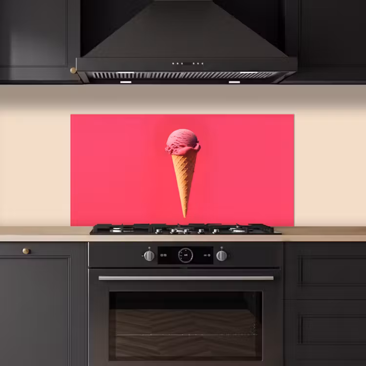 Schepijs - Roze - Hoorntje keuken achterwand spatscherm middel -sfeer1