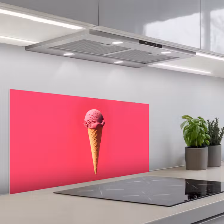 Schepijs - Roze - Hoorntje keuken achterwand spatscherm middel -3d_schuin