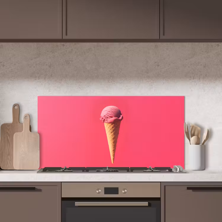 Schepijs - Roze - Hoorntje keuken achterwand spatscherm middel -sfeer2