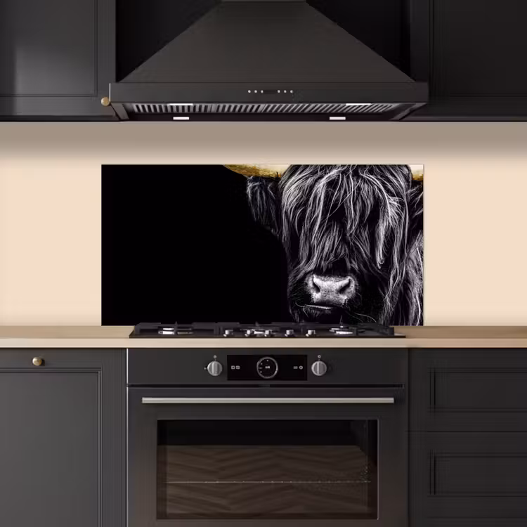 Schotse hooglander - Goud - Vacht - Dieren - Koe keuken achterwand spatscherm middel -sfeer1