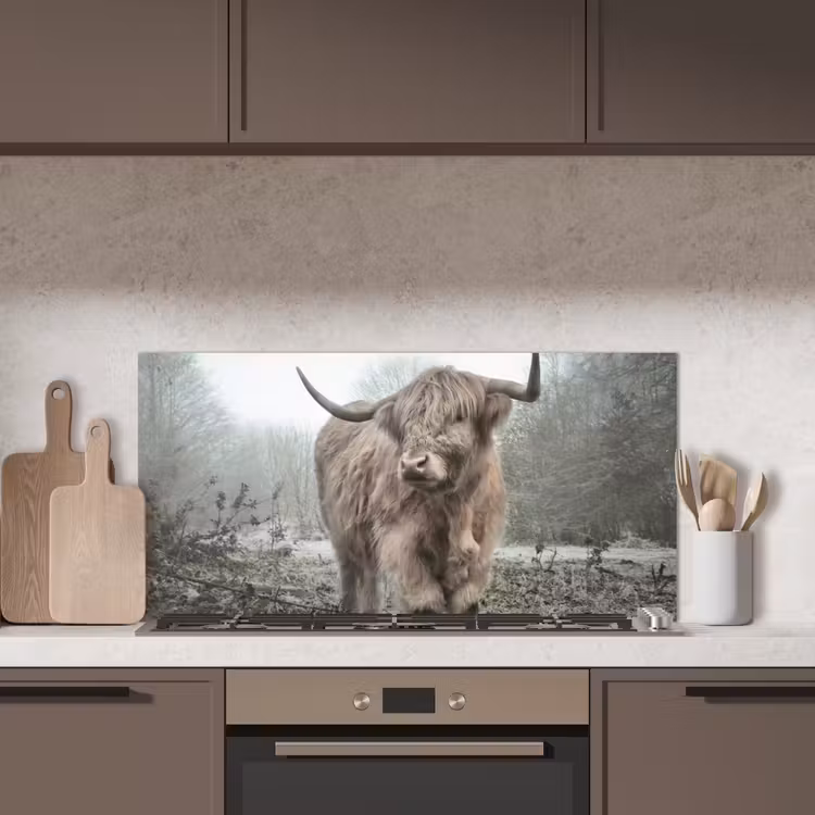 Schotse hooglander - Natuur - Herfst - Dieren - Wild - Bos keuken achterwand spatscherm middel -sfeer2