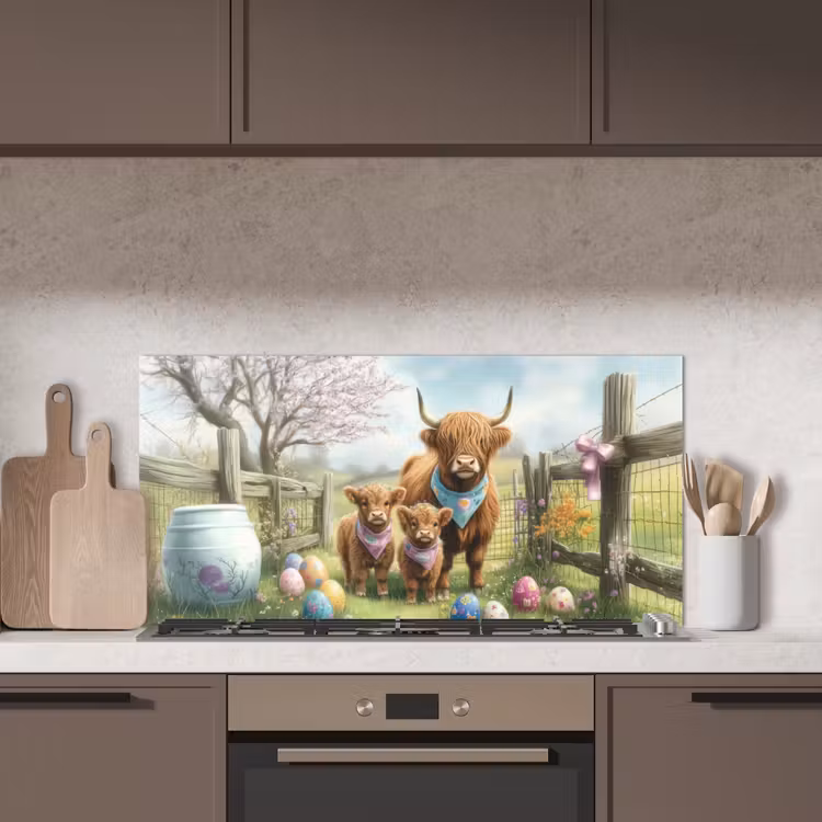 Schotsehooglanders - Paaseieren - Lente keuken achterwand spatscherm middel -sfeer2