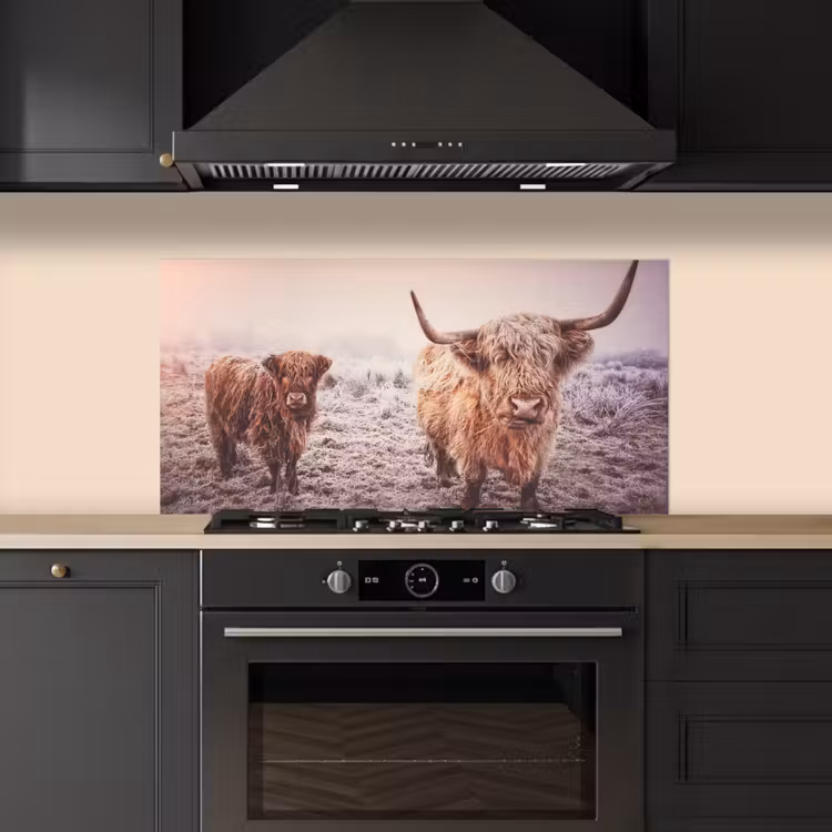 Schotse hooglanders - Licht - Lucht - Natuur keuken achterwand spatscherm middel -sfeer1