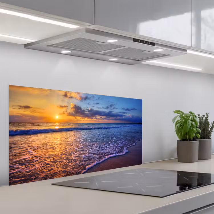 Zee - Strand - Zonsondergang - Wolken - Horizon keuken achterwand spatscherm middel -3d_schuin