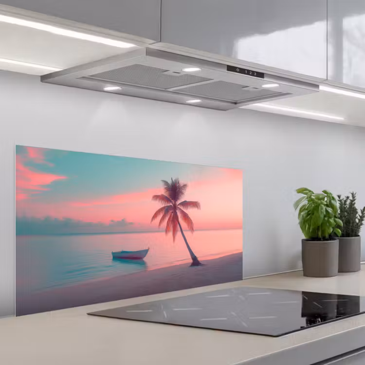 Zee - Boot - Zonsondergang keuken achterwand spatscherm middel -3d_schuin