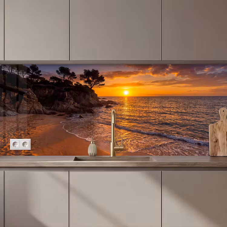 Zee - Kust - Zonsondergang - Natuur - Oranje keuken achterwand 2 middel zz_3dshopping