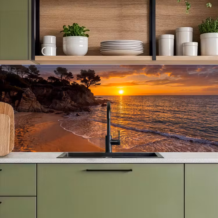 Zee - Kust - Zonsondergang - Natuur - Oranje keuken achterwand 2 middel -sfeer3