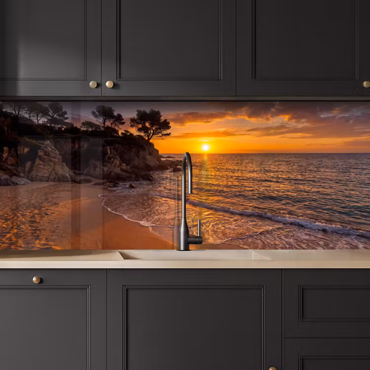 Zee - Kust - Zonsondergang - Natuur - Oranje keuken achterwand 2 middel -sfeer1