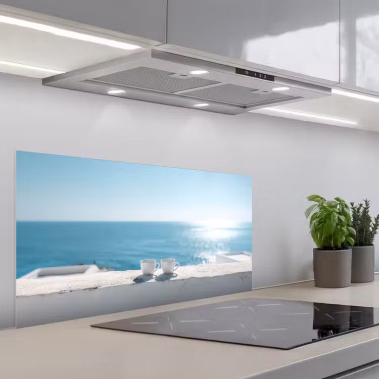 Zee - Koffiekopjes - Zomers keuken achterwand spatscherm middel -3d_schuin