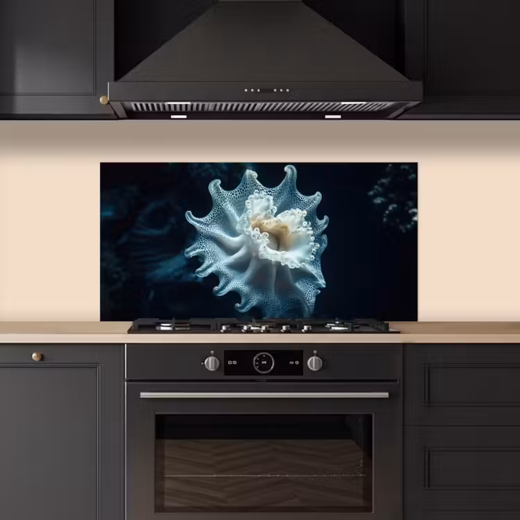 Zeewezen - Wit - Golven - Water keuken achterwand spatscherm middel -sfeer1