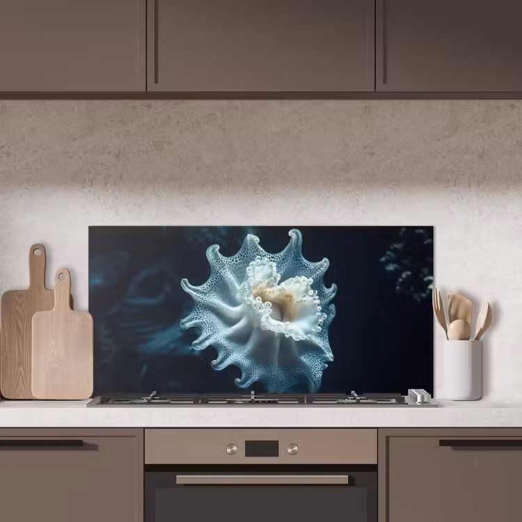Zeewezen - Wit - Golven - Water keuken achterwand spatscherm middel -sfeer2
