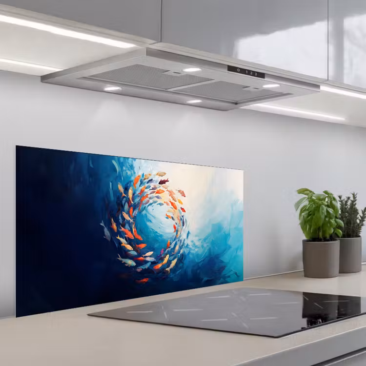 Zee - Vissen - Kleurrijk - Dynamisch keuken achterwand spatscherm middel -3d_schuin