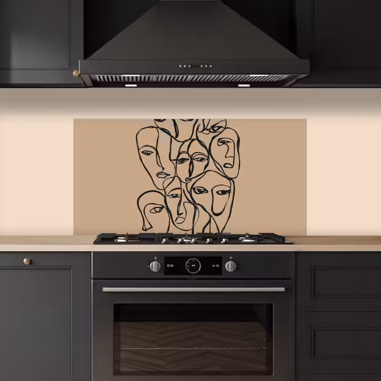 Gezichtenzee - Lijntekening - Abstract keuken achterwand spatscherm middel -sfeer1