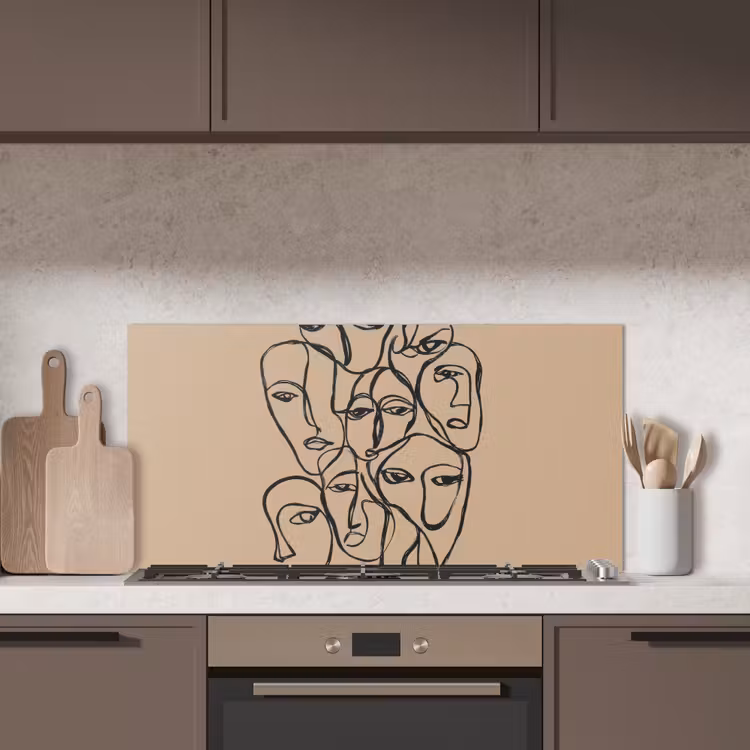 Gezichtenzee - Lijntekening - Abstract keuken achterwand spatscherm middel -sfeer2
