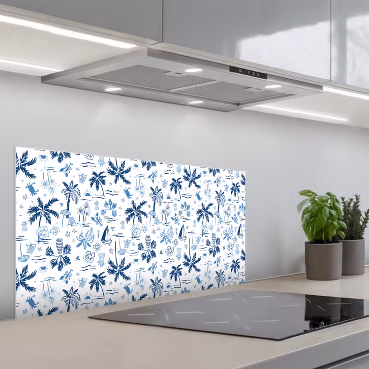 Zee - Strand - Blauw - Wit keuken achterwand spatscherm middel 899 -3d_schuin