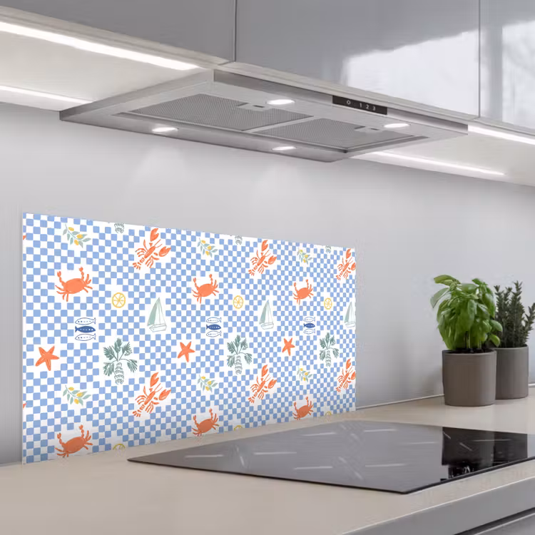 Zee - Sfeer -  Zeilboot - Blauw keuken achterwand spatscherm middel 899 -3d_schuin