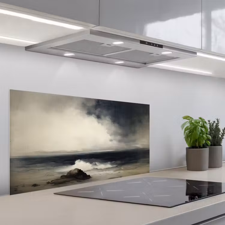 Zee - Rotsen - Storm keuken achterwand spatscherm middel -3d_schuin