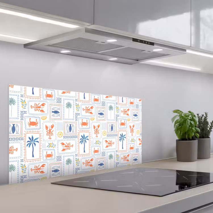 Italiaans - Zee - Sfeer - Krab - Multi keuken achterwand spatscherm middel 899 -3d_schuin