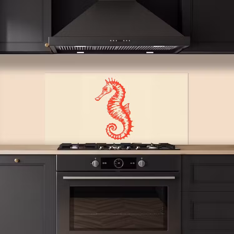 Zeepaardje - Rood - Fijne details keuken achterwand spatscherm middel -sfeer1