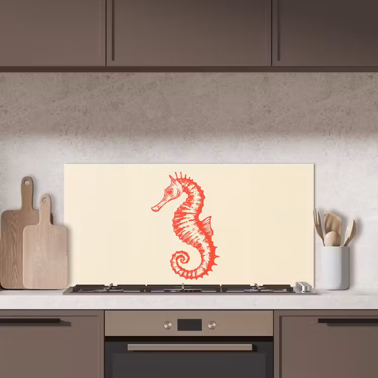 Zeepaardje - Rood - Fijne details keuken achterwand spatscherm middel -sfeer2