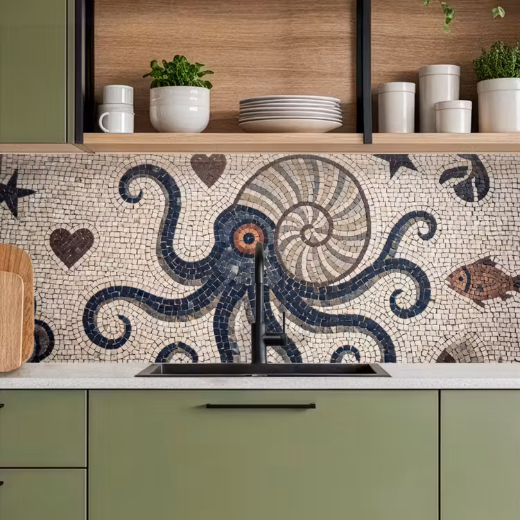 Zeeleven - Mozaïek - Kunst - Vintage - Beige keuken achterwand 2 middel -sfeer3