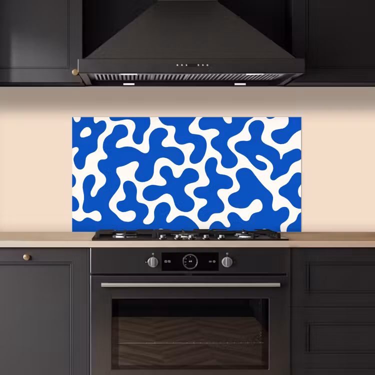 Vormen - Abstract - Blauw - Golven keuken achterwand spatscherm middel -sfeer1