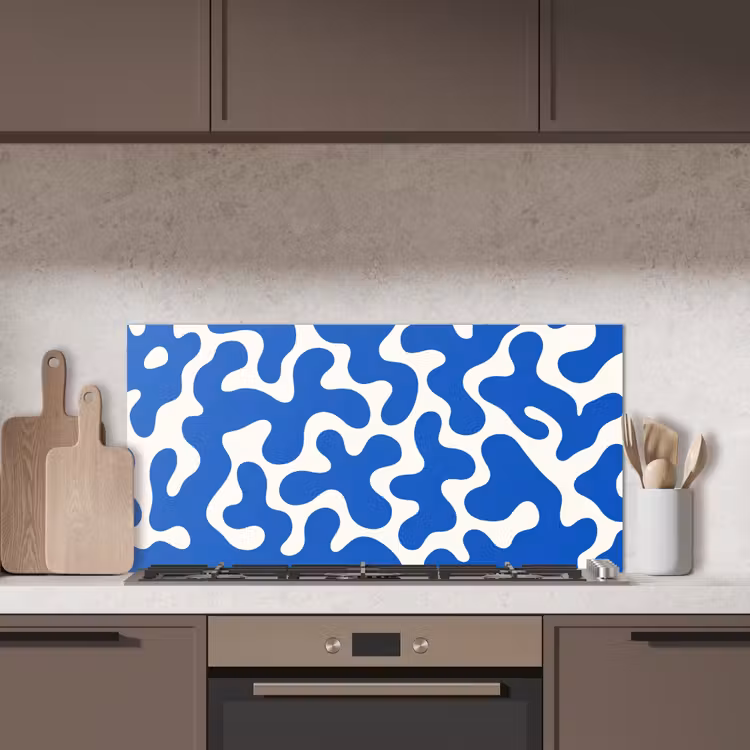 Vormen - Abstract - Blauw - Golven keuken achterwand spatscherm middel -sfeer2