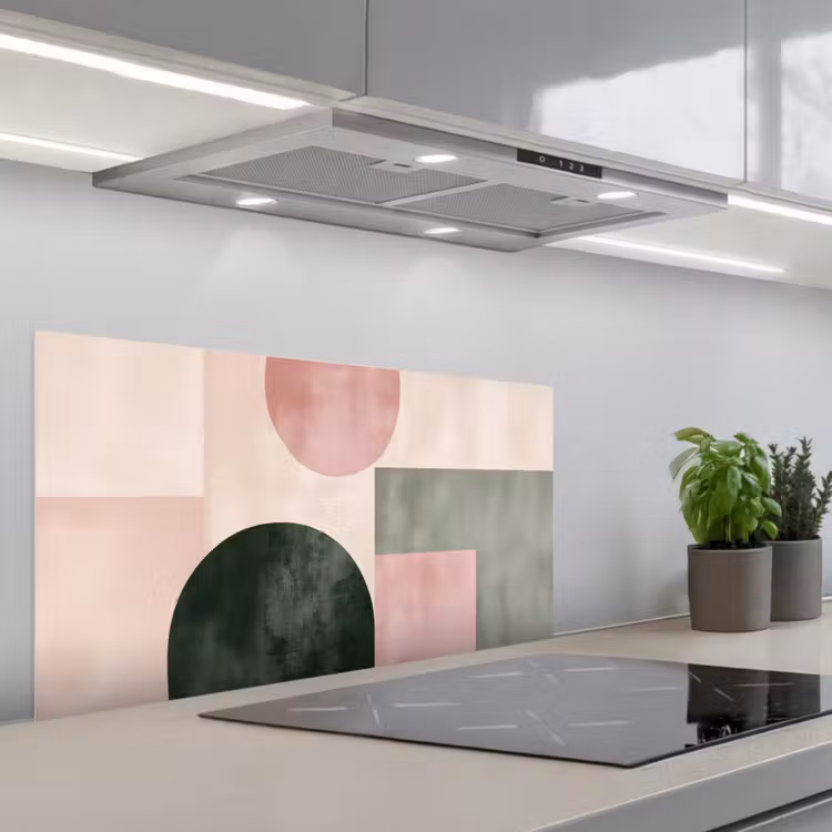 Vormen - Abstract - Cirkel - Zwart keuken achterwand spatscherm middel -3d_schuin