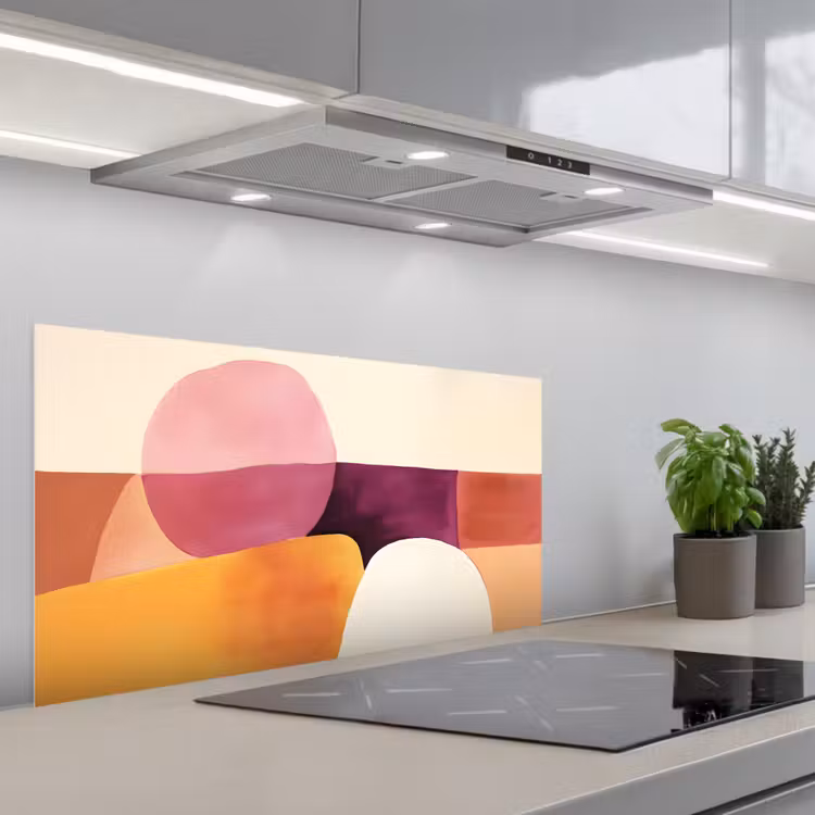Vormen - Abstract - Kleurrijk keuken achterwand spatscherm middel -3d_schuin