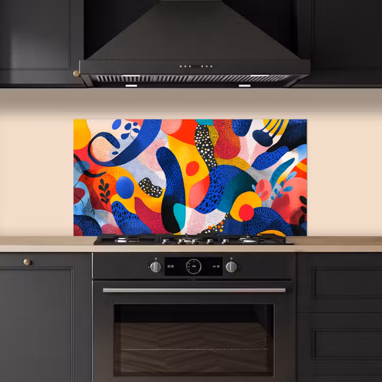 Vormen - Abstract - Stippels - Blauw keuken achterwand spatscherm middel -sfeer1