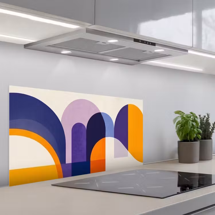 Vormen - Abstract - Grafisch - Oranje keuken achterwand spatscherm middel -3d_schuin