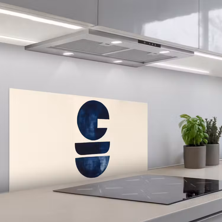 Vormen - Blauw - Abstract keuken achterwand spatscherm middel -3d_schuin