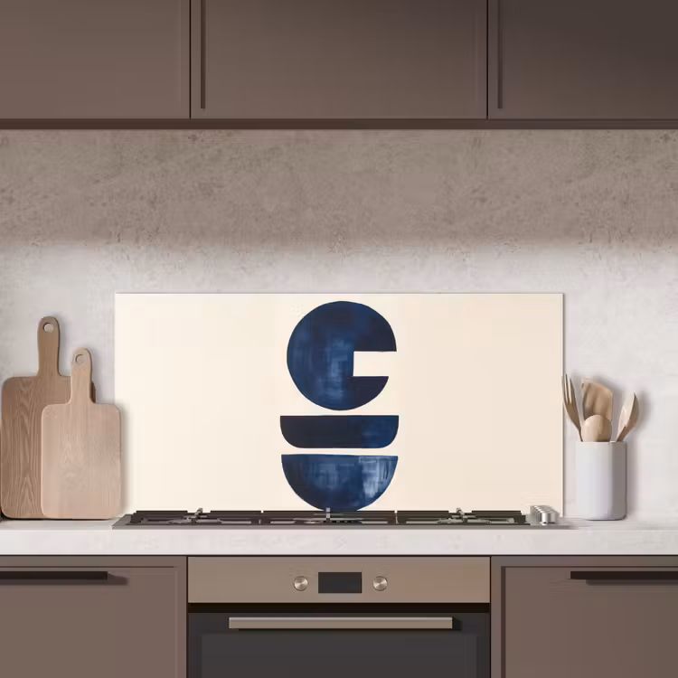 Vormen - Blauw - Abstract keuken achterwand spatscherm middel -sfeer2