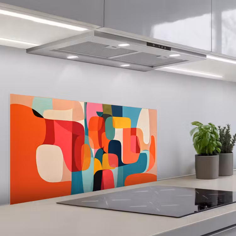 Vormen - Kleurrijk - Abstract - Vlakken keuken achterwand spatscherm middel -3d_schuin