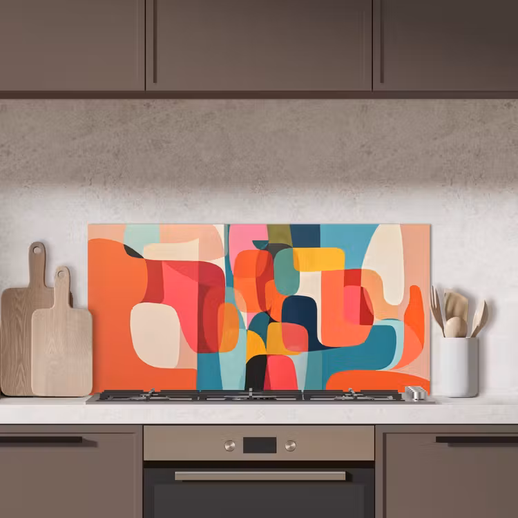 Vormen - Kleurrijk - Abstract - Vlakken keuken achterwand spatscherm middel -sfeer2