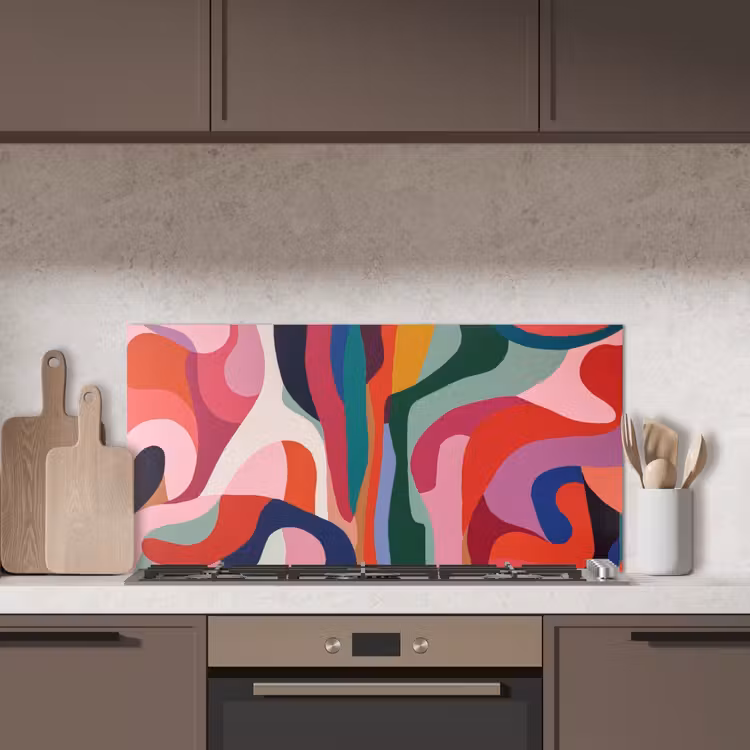 Vormen - Bochten - Kleurrijk - Abstract keuken achterwand spatscherm middel -sfeer2