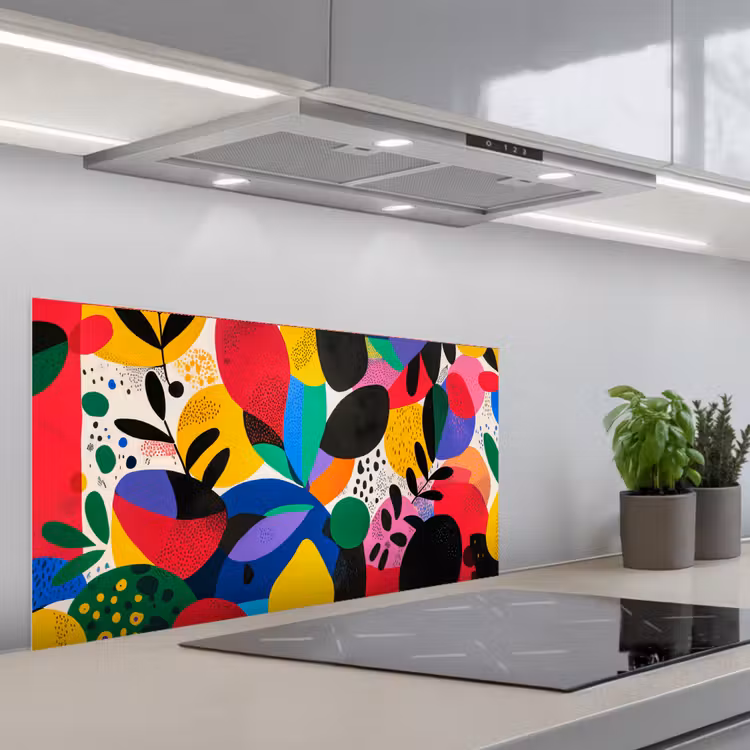 Vormen - Stippen - Kleurrijk keuken achterwand spatscherm middel -3d_schuin