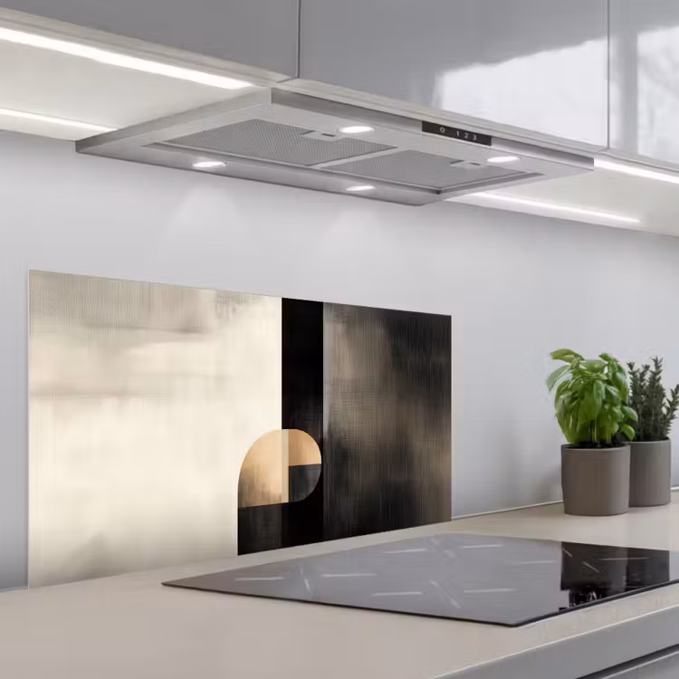 Vormen - Modern - Zwart keuken achterwand spatscherm middel -3d_schuin