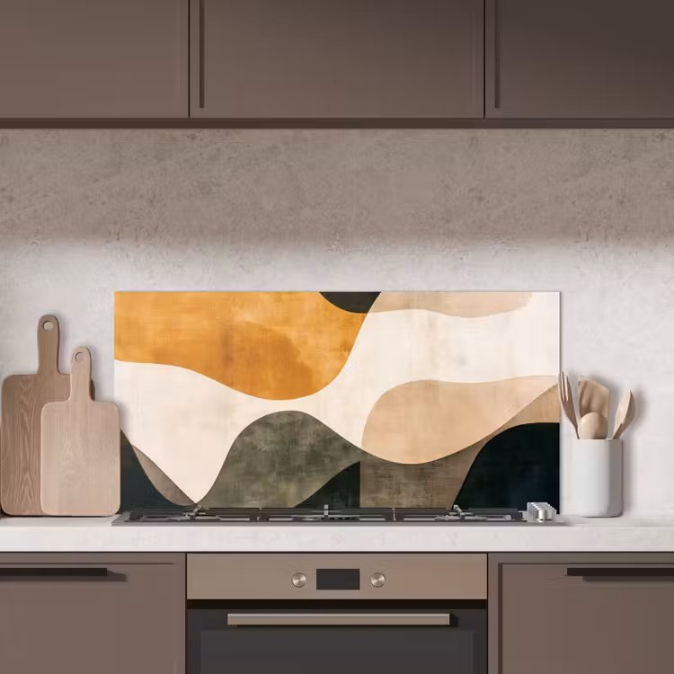 Vormen - Okergeel - Abstract keuken achterwand spatscherm middel -sfeer2