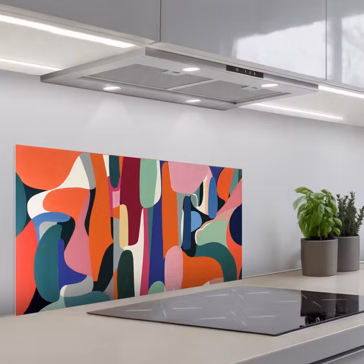 Vormen - Ritmisch - Kleuren - Abstract keuken achterwand spatscherm middel -3d_schuin