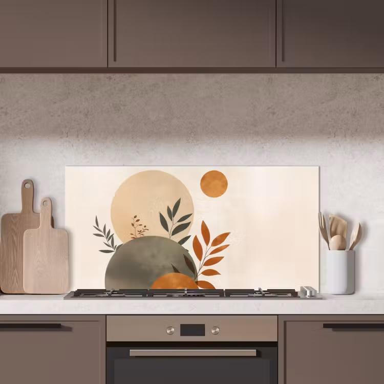 Vormen - Rond - Bladeren - Beige keuken achterwand spatscherm middel -sfeer2