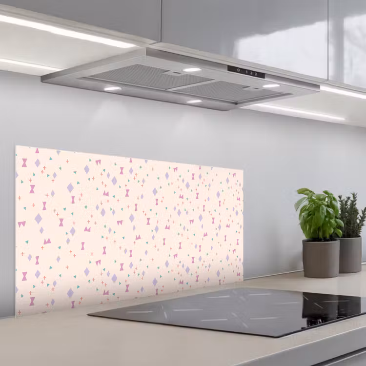 Vormen - Zalmroze - Patroon keuken achterwand spatscherm middel 899 -3d_schuin