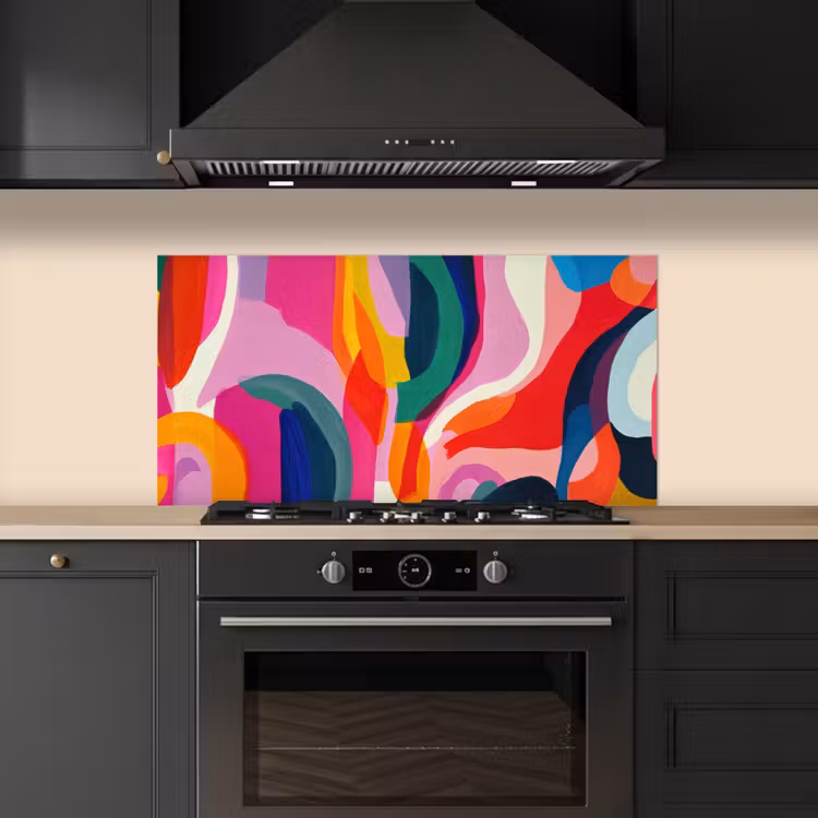 Vormen - Golvend - Abstract - Felroze keuken achterwand spatscherm middel -sfeer1