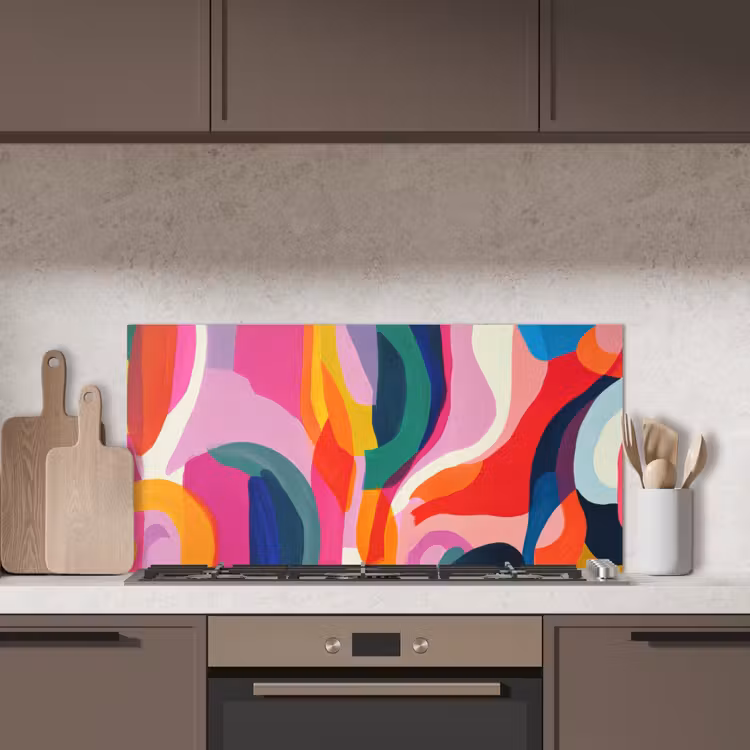 Vormen - Golvend - Abstract - Felroze keuken achterwand spatscherm middel -sfeer2