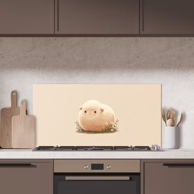 Schaap - Beige - Bloemen keuken achterwand spatscherm middel -sfeer2
