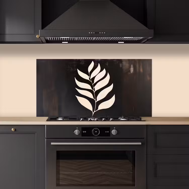 Blad - Wit - Minimalistisch keuken achterwand spatscherm middel -sfeer1