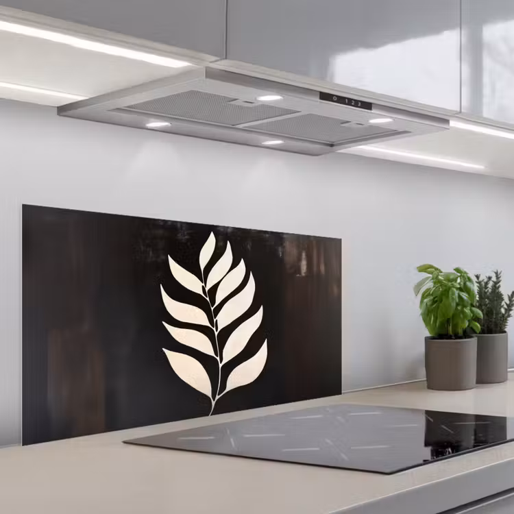 Blad - Wit - Minimalistisch keuken achterwand spatscherm middel -3d_schuin