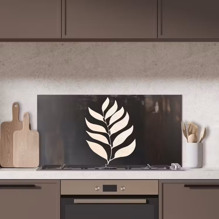 Blad - Wit - Minimalistisch keuken achterwand spatscherm middel -sfeer2