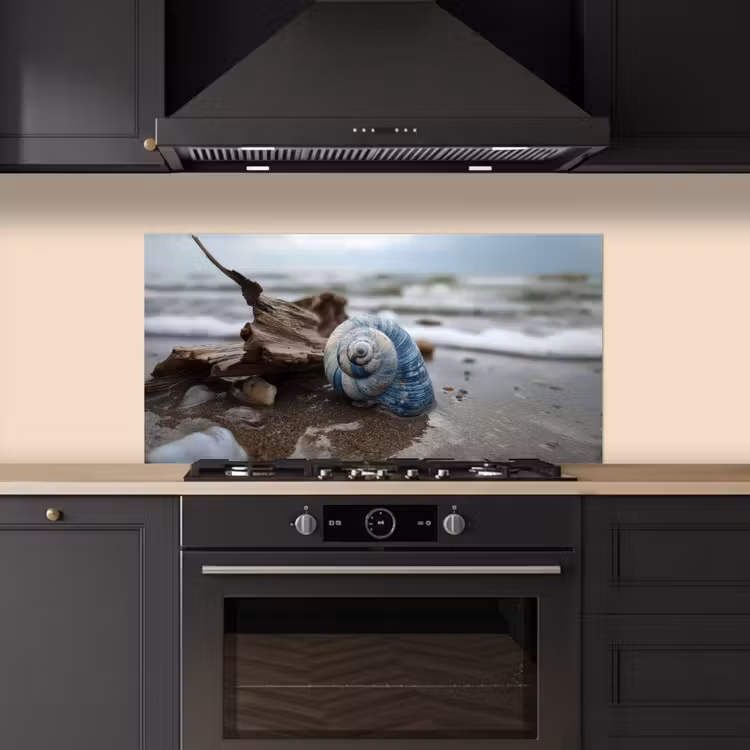 Schelp - Strand - Blauw - Zee keuken achterwand spatscherm middel -sfeer1